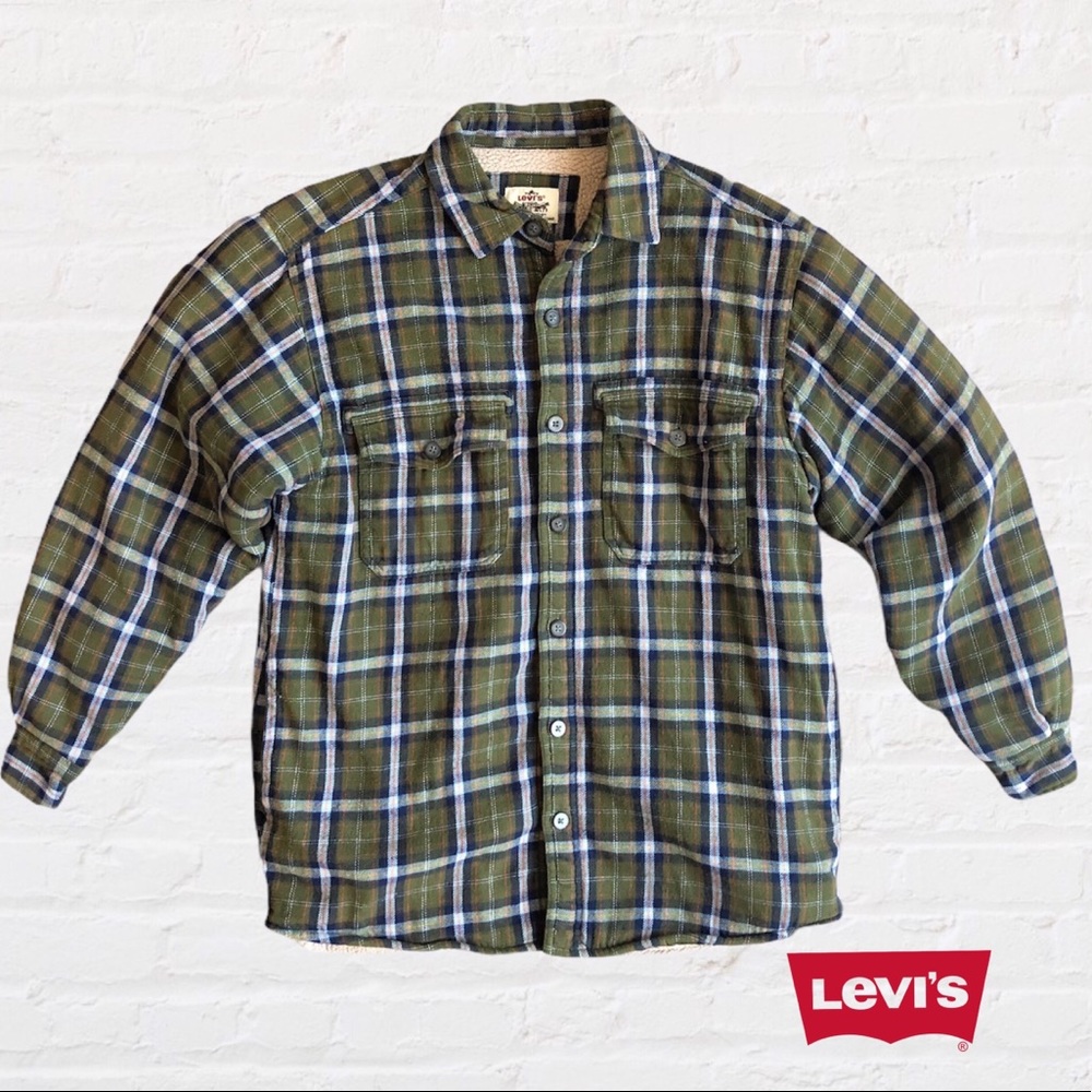 Vintage Levi’s Green Plaid Sherpa Lined Jacket